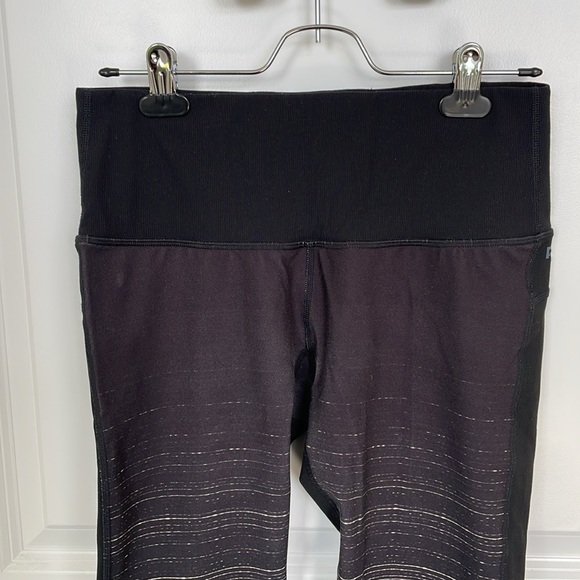 RYU Black athletic capri leggings with white stripes on front. Size M. - Picture 2 of 5